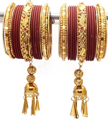 SHYCHOO BLASTS Metal Zircon Gold-plated Bangle Set(Pack of 2)