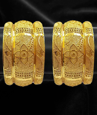 Shayna Alloy Gold-plated Bangle Set(Pack of 6)