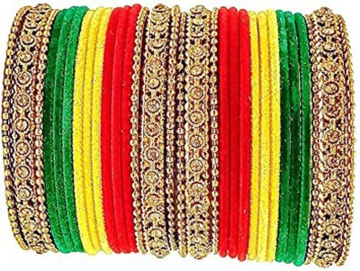 mahakalji Metal, Glass Zircon Gold-plated Bangle Set(Pack of 48)