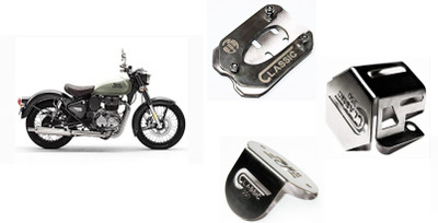 OBEROI'S TRADERS Reborn 350 Front / Rear Brake Oil Container Guard, Side Stand Extender Combo Bike Crash Guard(Royal Enfield)