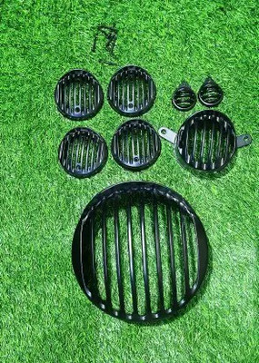 DOLSHACOB BULLET ENFIELD CLASSIC BLACK GRILL COMPLETE SET MADE IN INDIA Bike Headlight Grill(Black)