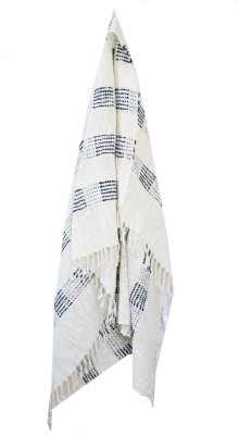 Hugs N Rugs Striped Single Throw for  AC Room(Cotton, White)