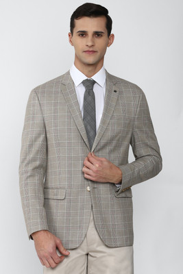 VAN HEUSEN Checkered Single Breasted Formal Men Blazer(Grey)
