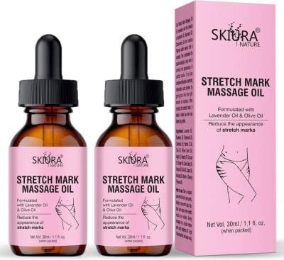 Skiura Stretch Marks Removal Massage Oil - Scars, Stretch Mark, Uneven Skin Tone, Combo(60 ml)