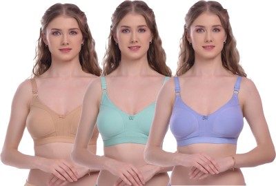 Viral Girl Women T-Shirt Non Padded Bra(Beige, Light Green, Blue)