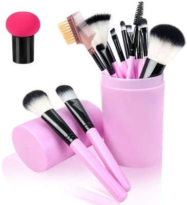 BEAUTY MOON Pink 12 Makeup Brush Set with a Blender Full Professional Kit(12 Items in the set)