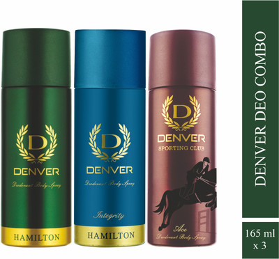 DENVER Hamilton,Ace and Integrity Body Deo Spray Long Lasting Set of 3 Deodorant Spray – For Men