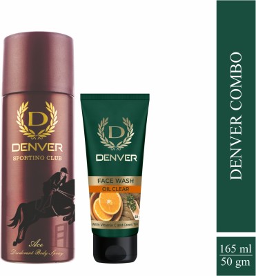 DENVER Combo of Oil clear Face Wash & ACE Long Lasting Deodorant Spray  -  For Men(215 ml, Pack of 2)