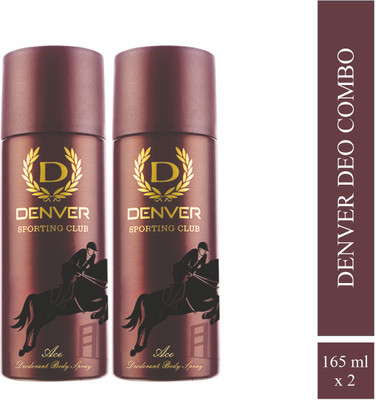 DENVER ACE Body Deo Spray Long Lasting Set of 2 Deodorant Spray  -  For Men(330 ml, Pack of 2)