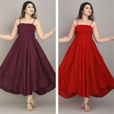 GHK FASHION Women Fit and Flare Maroon Dress