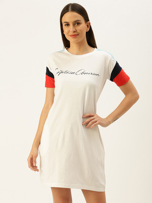 JUNEBERRY Women T Shirt White Knee Length Dress