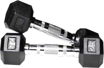 LCARNO Hexagonal Dumbbells Rubber Coated Dumbbell (2.5 kg) (Set of 2) Fixed Weight Dumbbell(5 kg)