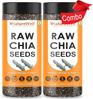 Naturewell Raw Unroasted Chia Seeds with Omega 3 and Fiber for Weight Loss Chia Seeds(400 g, Pack of 2)