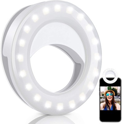 KAELAN Portable LED Ring Selfie Light with 3 Level of Brightness for Photography Ring Flash(White)