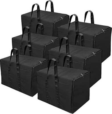 Unicrafts Nylon Underbed Unicrafs Nylon Underbed Storage Bag 85 L Pack Of 6 (Black, 57x 36.5X 40.5 cm) Underbed Storage Bag Nylon 85L F-Black06(Black)