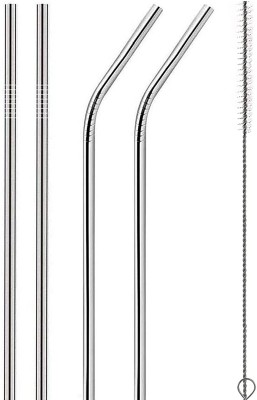 Alcraft sells (Pack of 5) Reusable Stainless Steel Straw with Cleaning Brush-Metal Straws Drinking Juice Glass Set Water/Juice Glass(150 ml, Silver, Silver)