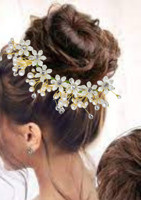 New Style Women's Hair Pins Clips Hair Buns HairStyles Artificial Flowers White Hair Accessory Set(White)