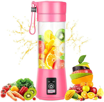 buddies cart USB Rechargeable Fruit Juice Extractor and Mixer for Home Office Outdoor 200 W Juicer Mixer Grinder(Mini Blender Fruit Mixer Machine Portable Electric Juicer grinder Cup 380ML | 1 Jar | Pink)