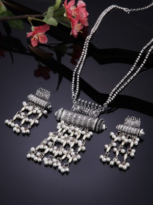 Shining Diva Oxidised Silver Silver Silver, White Jewellery Set(Pack of 1)