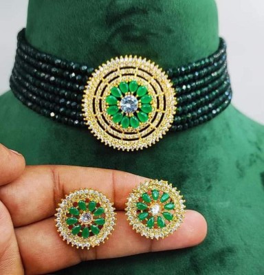 Maasuhag Alloy Gold-plated Green, Gold, White Jewellery Set(Pack of 1)