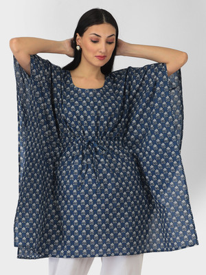 Navkriti Jaipur Floral Print Cotton Blend Women Kaftan