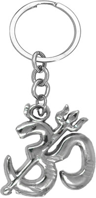 AFH Lord Shiva Om Trishul Silver Metal Key Chain Gifting Key Chain
