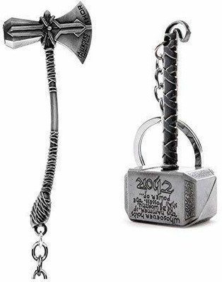 Anexa Combo Marvel Avengers Infinity War Thor & Mjolnir- Hammer Stormbreaker Key Chain