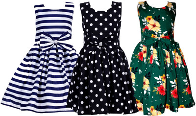 HEAVENS CREATIONS Baby Girls Below Knee Casual Dress(Multicolor, Sleeveless)