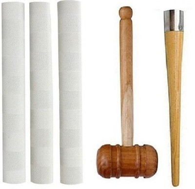 RPS sports Cricket bat handle White 3 Grip +1 Hammer + 1 Cone Wooden Bat Mallet