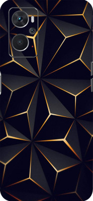 BugguSkin Black Abstract Shape Oppo K 10 5g Back skin Guard, Oppo K 10 5g Mobile Skin(Ultra Super Black Abstract Shape Skin With High Matte Finish.)