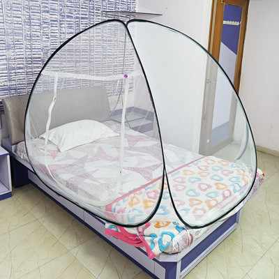 Shreenathji Jewellers Polyester Adults Washable Polyester Adults Mosquito Net Foldable Double Bed Net Mosquito Net Mosquito Net(White-Black, Bed Box)
