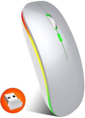 X88 Pro Wireless Mouse with RGB LED Backlit Silent Click (Silver Color) Ergonomic Mouse Wireless Optical  Gaming Mouse