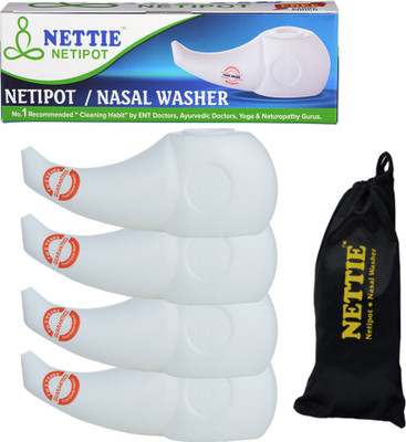 NETTIE Plastic White Neti Pot(300 ml,4's Pack)