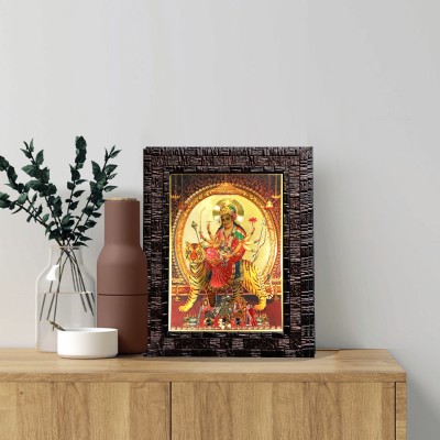 HAWAI DURGA MAA God Photo with Frame for Pooja Decorative Showpiece  -  21 cm(Gold Plated, Gold, Brown)