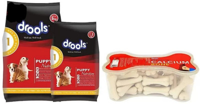 Drools Chicken and Egg PUPPY 3KG +1.2KG CALCIUM BONE 300 GRAM Chicken 2 kg (3x0.67 kg) Dry Young Dog Food