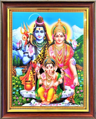 shreya arts frame wth glass Shiva Parivar / Shankar Family Religious Frame