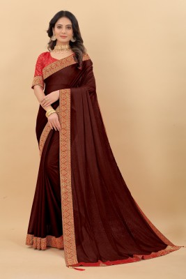 Pramila Fashion Embellished Bollywood Lycra Blend Saree(Brown)