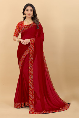 DIVYASHAKTI FASHION Printed Daily Wear Lycra Blend Saree(Red)