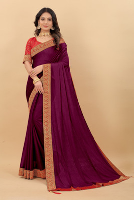 Pramila Fashion Embellished Bollywood Lycra Blend Saree(Purple) Pramila Fashion Embellished Bollywood Lycra Blend Saree(Purple)