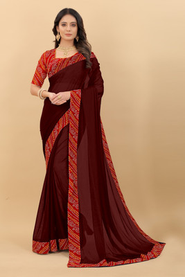 DIVYASHAKTI FASHION Printed Daily Wear Lycra Blend Saree(Brown)