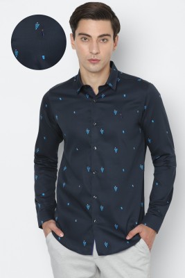 Simon Carter Men Printed Casual Dark Blue Shirt