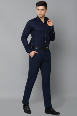 Allen Solly Men Checkered Formal Dark Blue Shirt