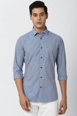 VAN HEUSEN Men Striped Casual Blue Shirt