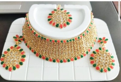 PRIYANKA TRADERS Alloy Gold-plated Multicolor, Black, Green, Pink, Gold, Rose Gold Jewellery Set(Pack of 1)