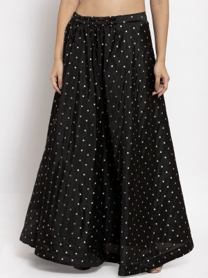 Payu Polka Print Women Flared Black Skirt