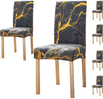 HOUSE OF QUIRK Polyester Abstract 1 Seater Chair Cover(Grey Pack of 6)
