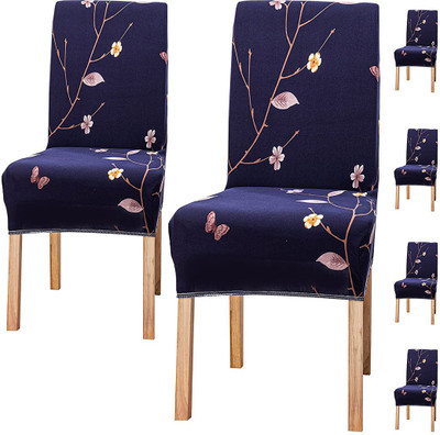HOUSE OF QUIRK Polyester 1 Seater Chair Abstract Cover(Pack of 6 Blue)