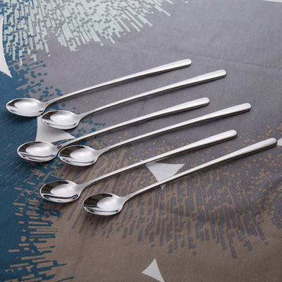 Fanqew Long Handle Stirring Ice set 6 Stainless Steel Ice Tea Spoon, Ice-cream Spoon, Measuring Spoon Set(Pack of 6)