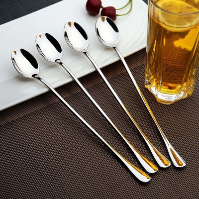 CRING Long Handle Stirring Ice set 4 Disposable Stainless Steel Ice Tea Spoon, Ice-cream Spoon, Measuring Spoon Set(Pack of 4)
