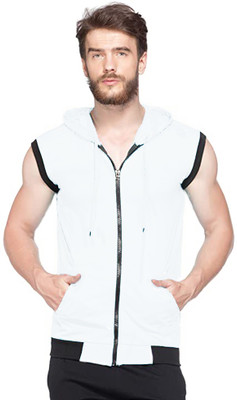 Jangoboy Solid Men Hooded Neck White T-Shirt